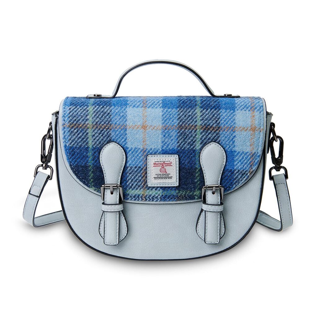 6880 The Medium Cobble Satchel - Medium Satchel With HARRIS TWEED Blue